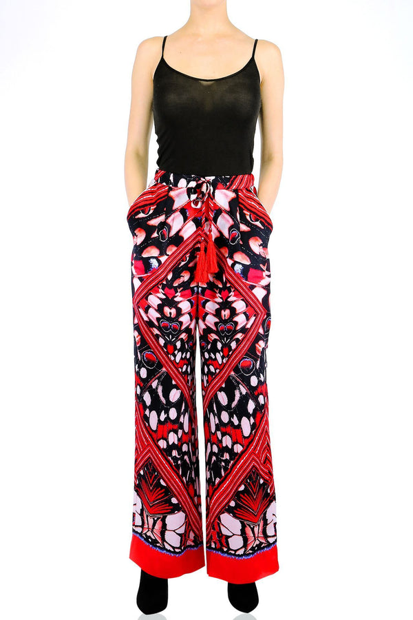 Butterfly Print Silk Pants