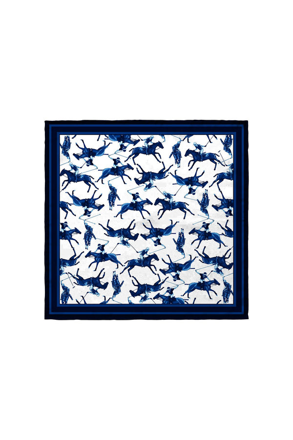 Designer Scarves Polo Print Scarves Blue And White