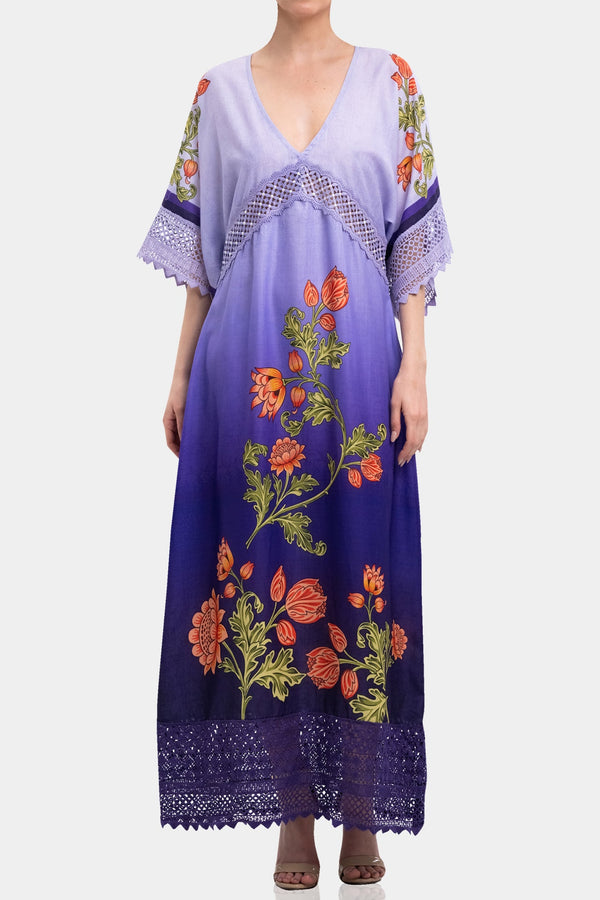 Long Kaftan Dress in Purple