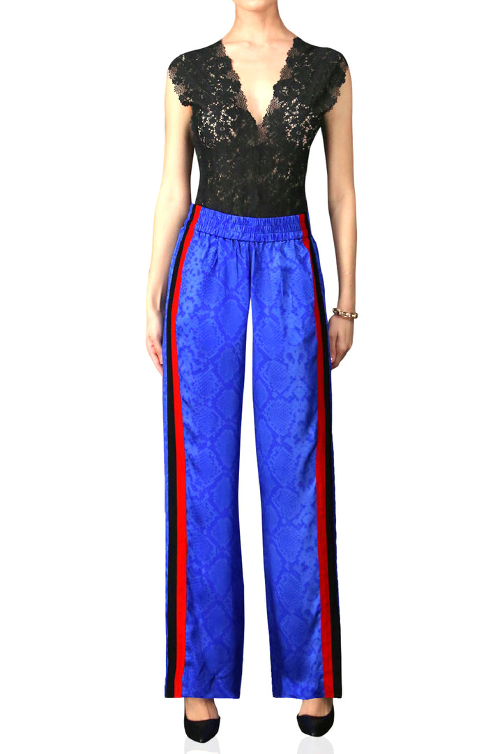 Kyle-Silk-Satin-Pants-In-Snake-Skin-Blue