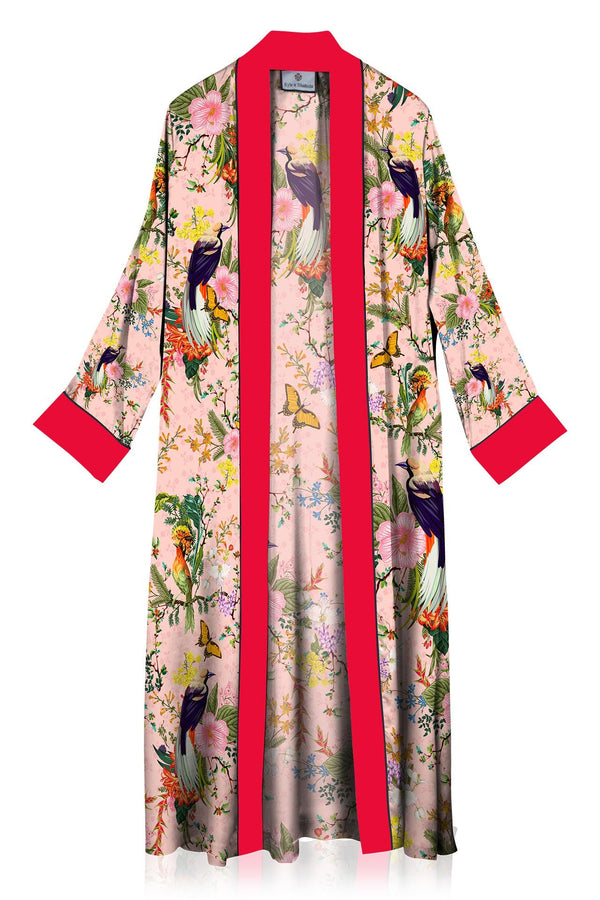 Bird Print Long Robe Dress