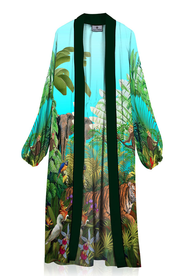 Jungle Print Kimono Robe Dress