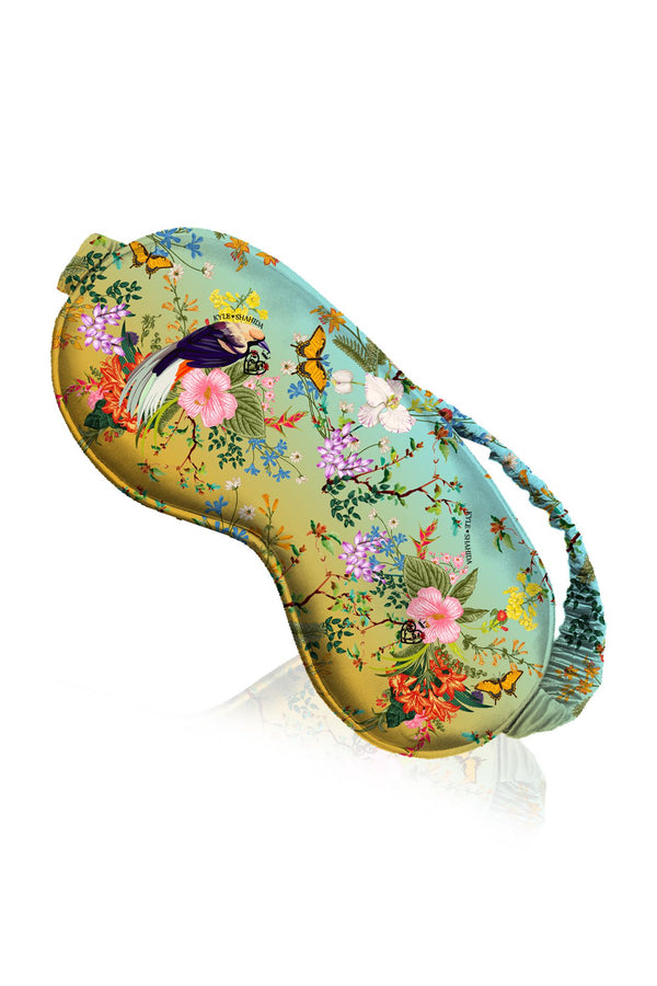 Luxury Silk Eye Mask in Bird Print