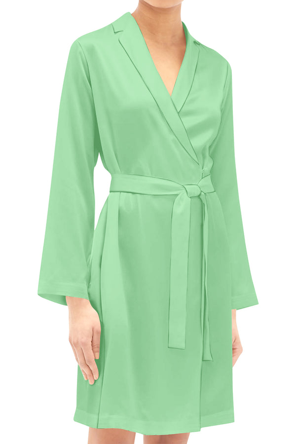 Made with Cupro in Mint Short Length Wrap Dress