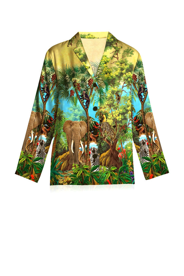 Short Silk Jacket Printed