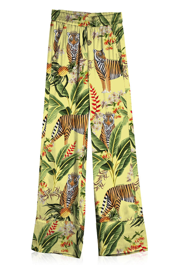 Printed Silk Straight Leg Pants