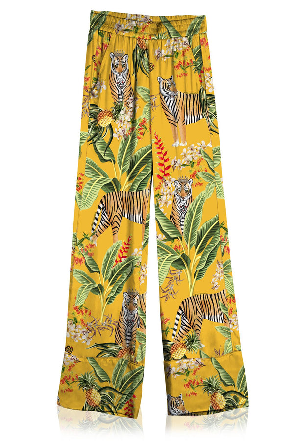 Printed Straight Leg Pants-Tiger Print