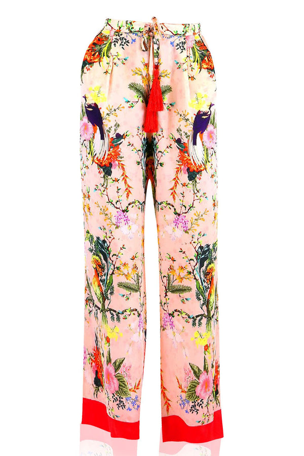 Rhobh Kyle Silk Pant In Bird Print