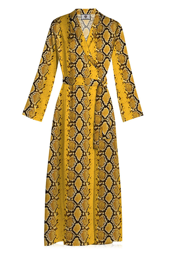 Golden Cob  Long Wrap Dress Made With Vegan Silk