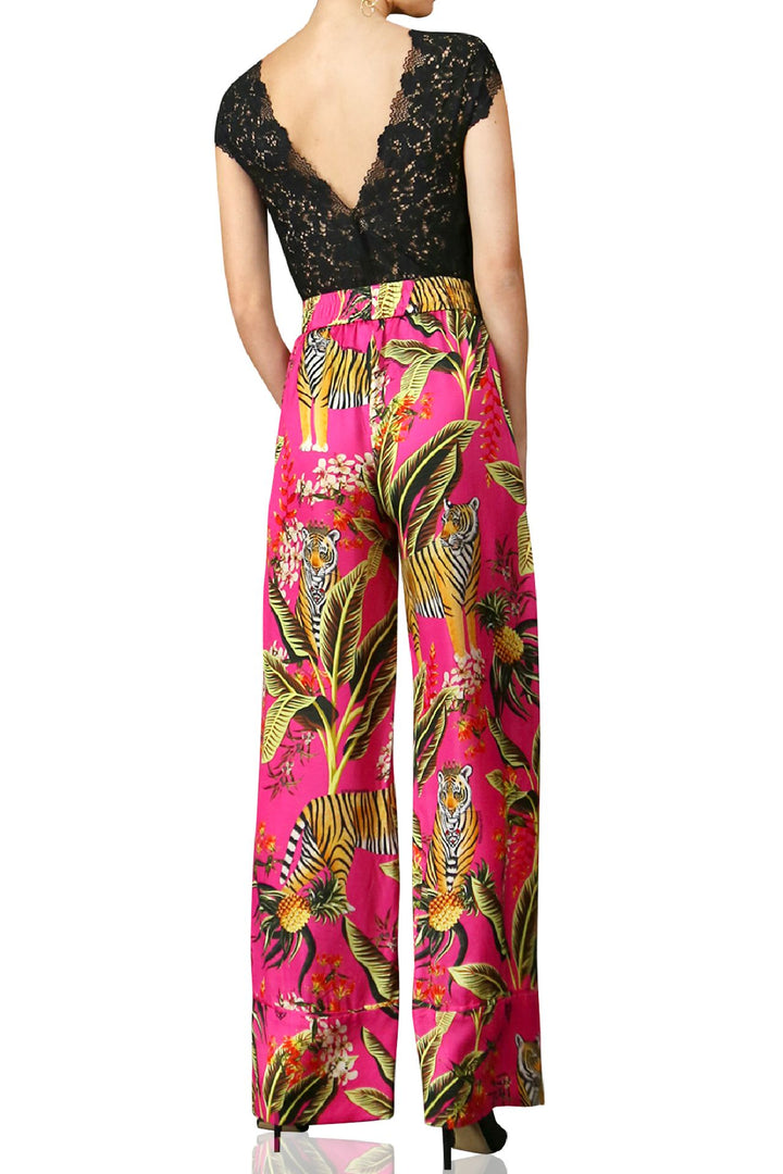 Silk-Designer-Tiger-Print-Silk-Straight-Pants