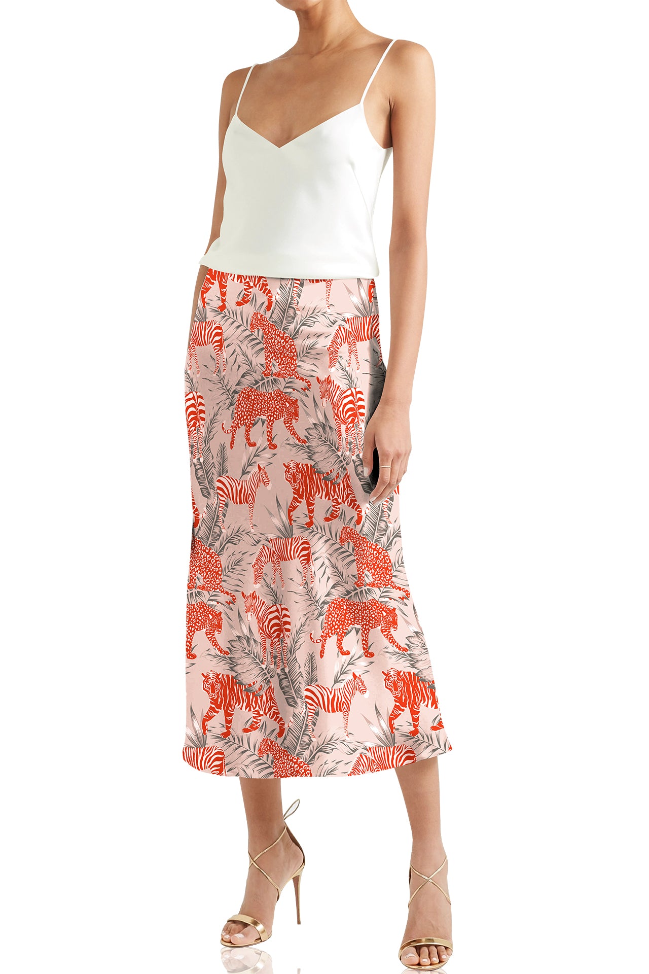 Made WIth Cupro Zebra Print Skirt In Orange