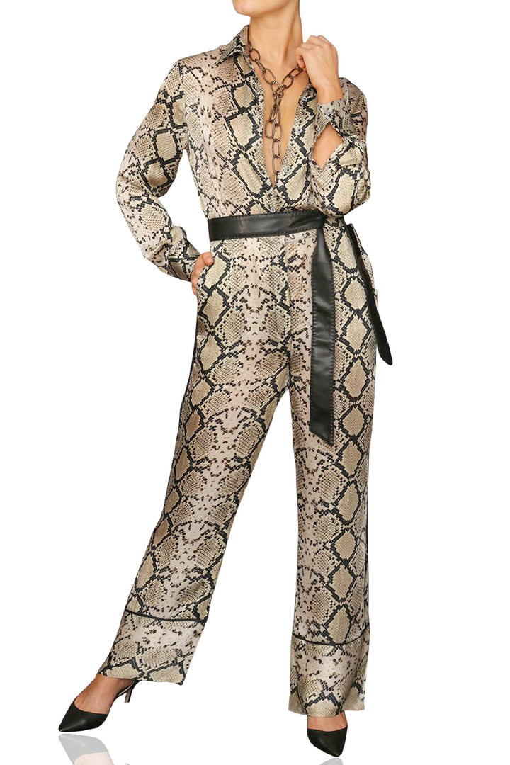 Collar Jumpsuit-Animal Print