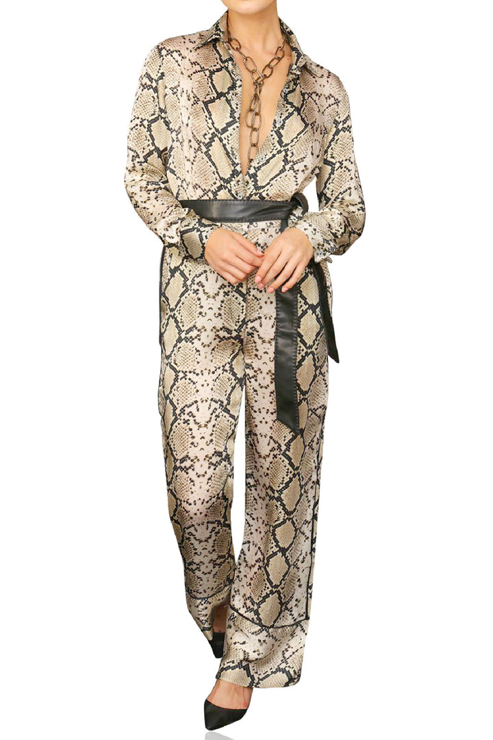 Collar Jumpsuit-Animal Print