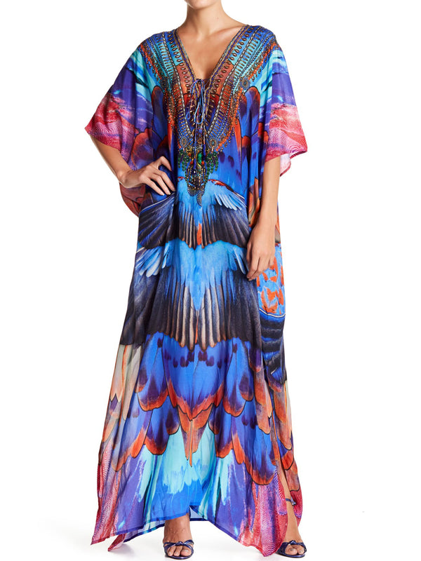 Long Kaftan Dress in Purple