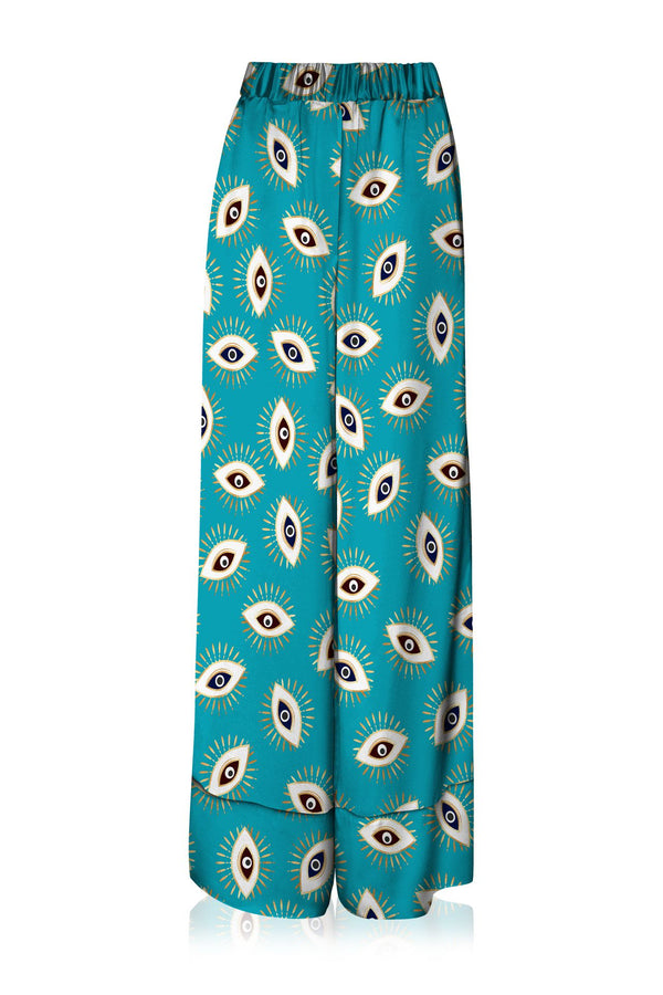 Evil Eye Aqua Print Pants