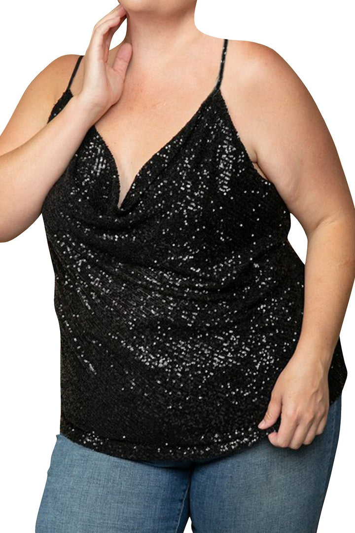 "sequin tops for women" "Kyle X Shahida" "plus size sequin tops" "sequin camisole top" "women's sequin tops evening wear"