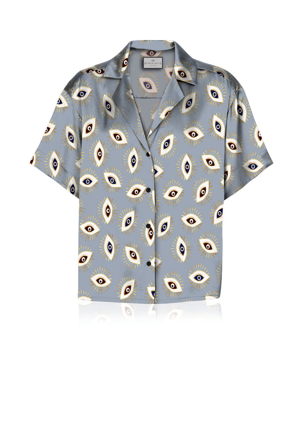 Evil Eye Grey Sustainable Silk Shirt