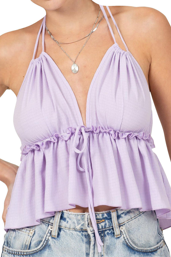 V Neck Top in DIgital Lavender