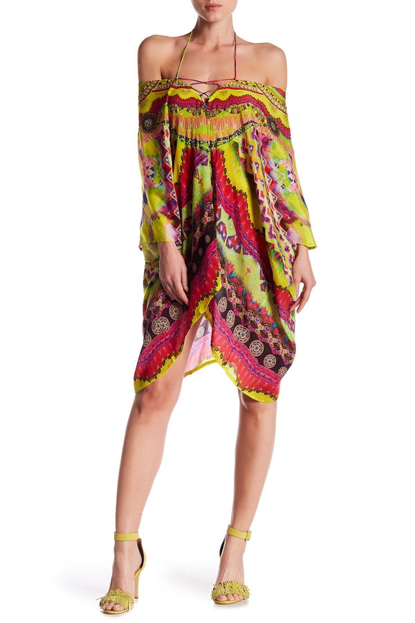 Yellow Printed caftan tops