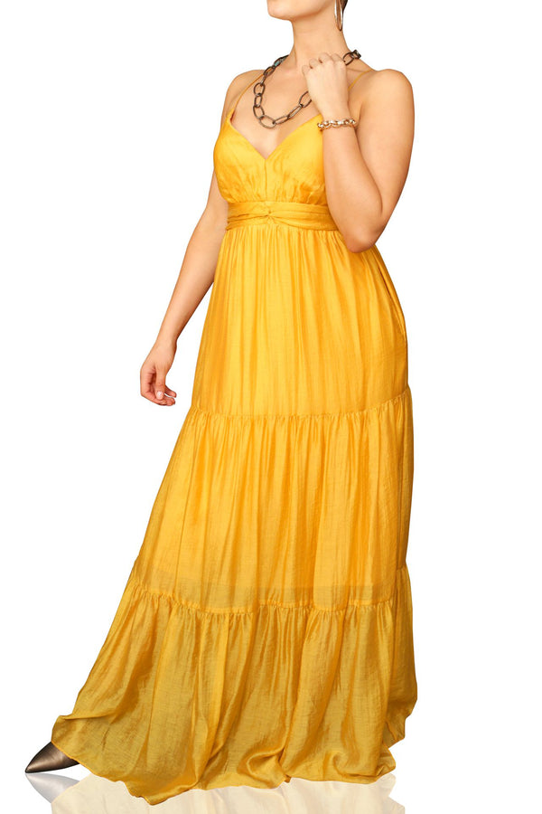 Halter Maxi Dress in Yellow Mustard