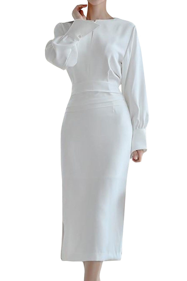 White Full Sleeve Maxi Dress