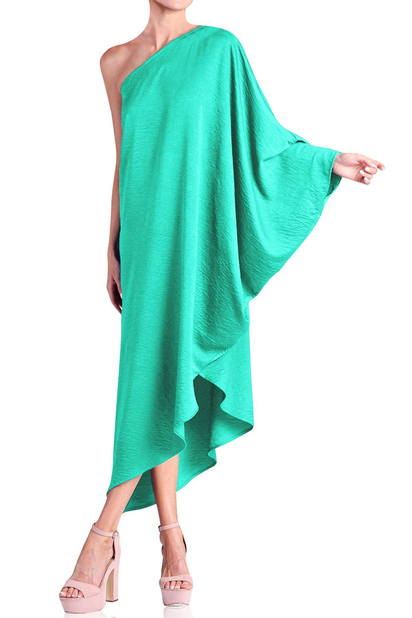 Green One Shoulder Dress for Women