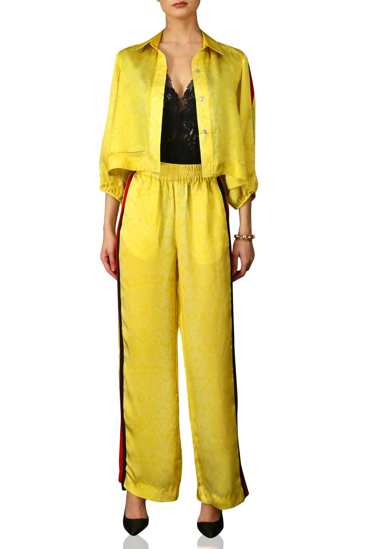 Buy Yellow Jumpsuit With Embellished Shrug – Aangan by Parul