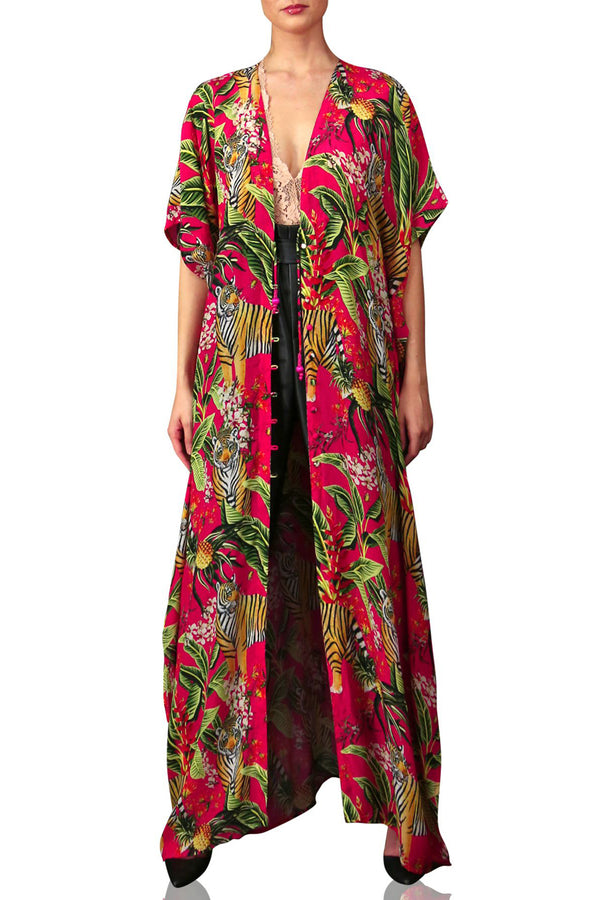 Long Kaftan Dress Front Open Kimono Style