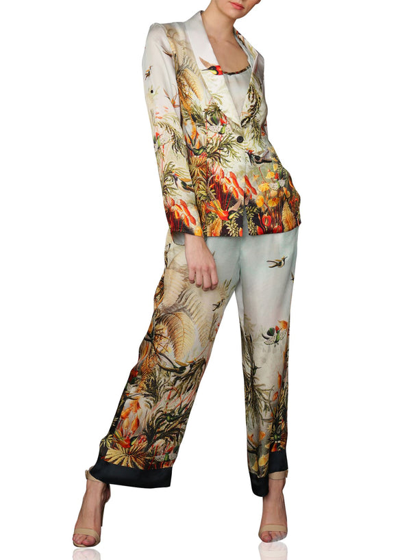 Nature Print Designer Silk Pants