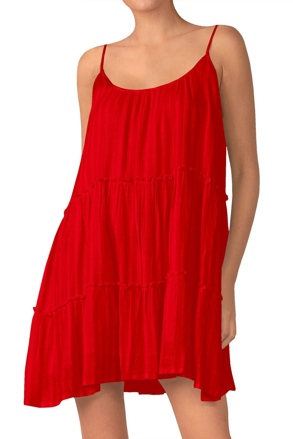 Short Cami Dress in Solid Red