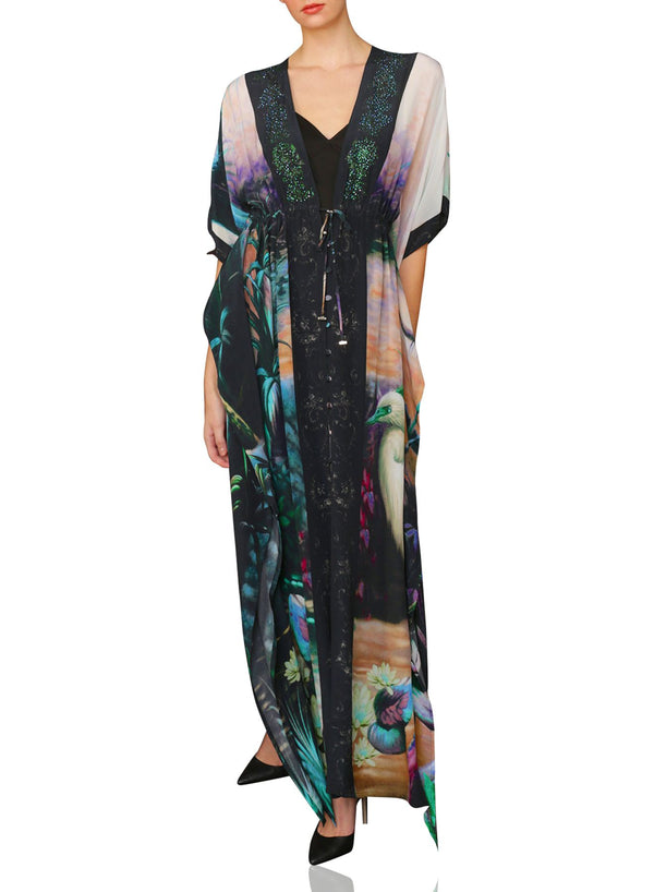 Silk Long Front Open Kaftan