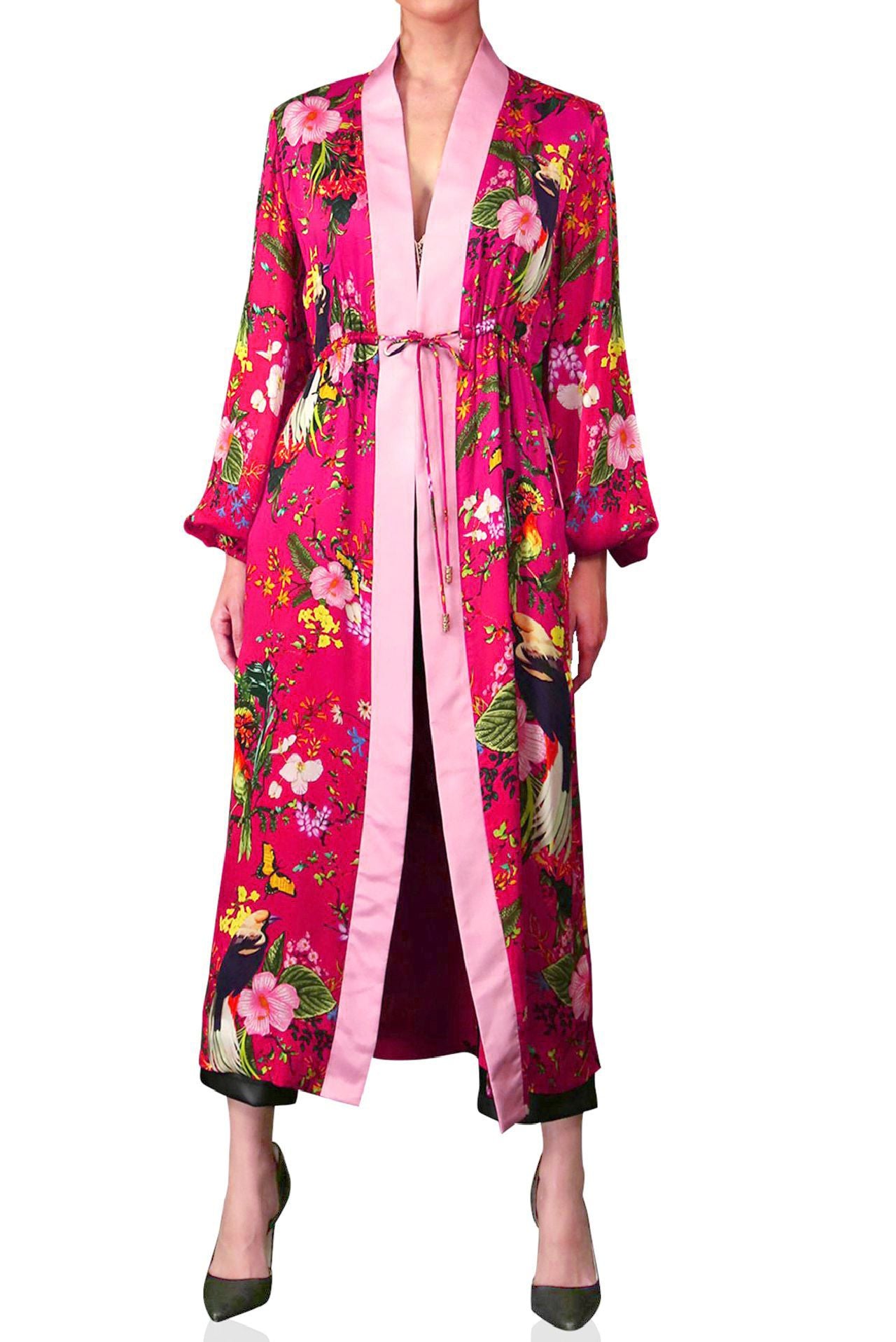 silk kimono robe,
long silk robe,
designer robe,
Kyle X Shahida,
Kyle Richards,