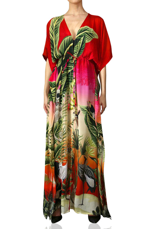 Jungle Print Front Open Kaftan